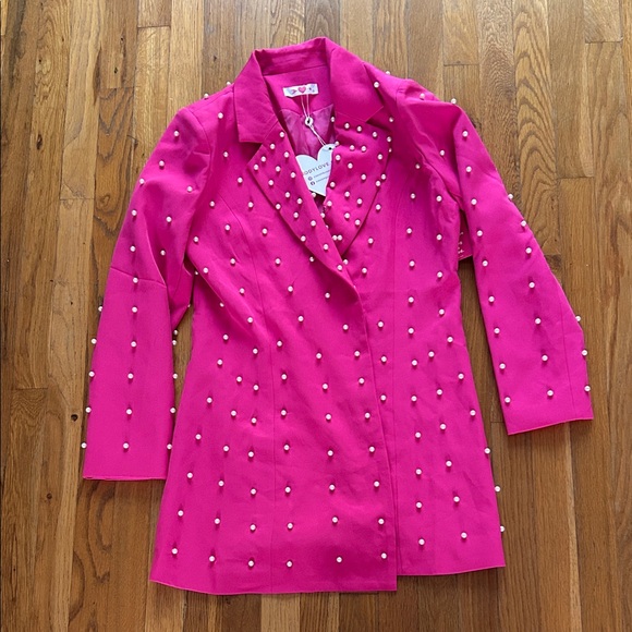 Buddy Love Dresses & Skirts - Buddy Love Hot Pink Pearl-Embellished Mini Dress Blazer